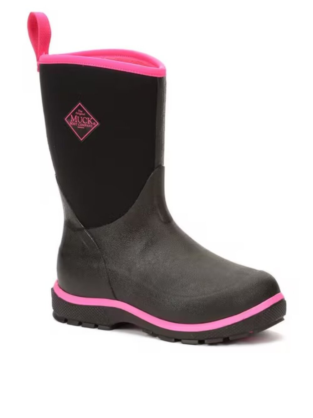 Muck Girl's Black Pink Element Rain Rubber Mid-Calf Rain Boots Size 1